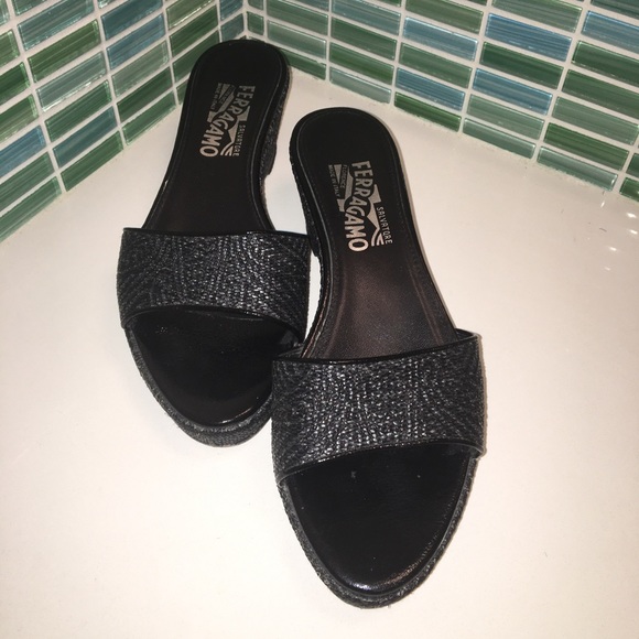 Salvatore Ferragamo Shoes - SalvatoreFerragamo WedgeSandals Black SZ:6.5